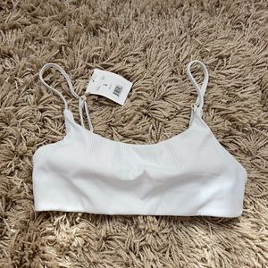 Andie ribbed white bikini top